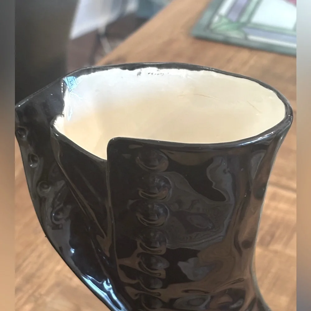 Vintage Atlantic Mold Boot Vase. Black 11”T Planter | Victorian | Gothic. EUC - Picture 4 of 10